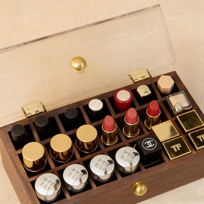 Cecilia Solid Walnut Lipstick Organizer Box