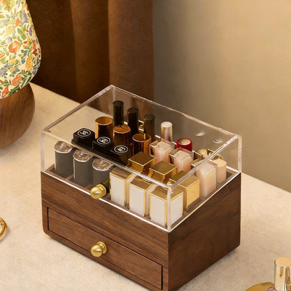 Cecilia Solid Walnut Lipstick Organizer Box
