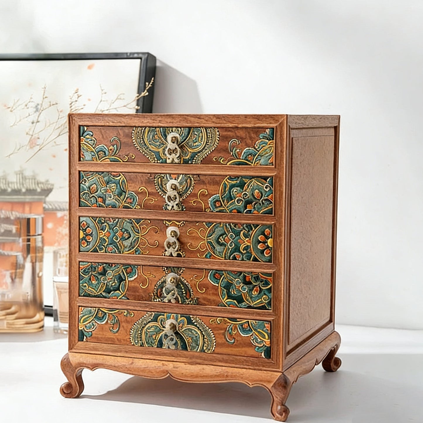 Margot Hand-Painted Solid Rosewood Jewelry Box