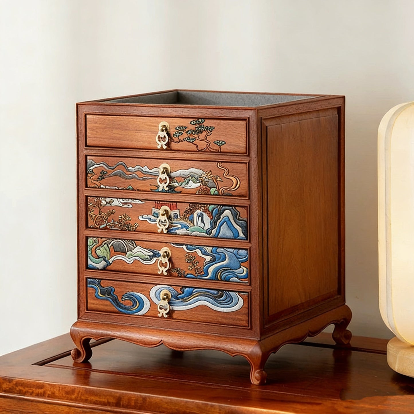 Margot Hand-Painted Solid Rosewood Jewelry Box