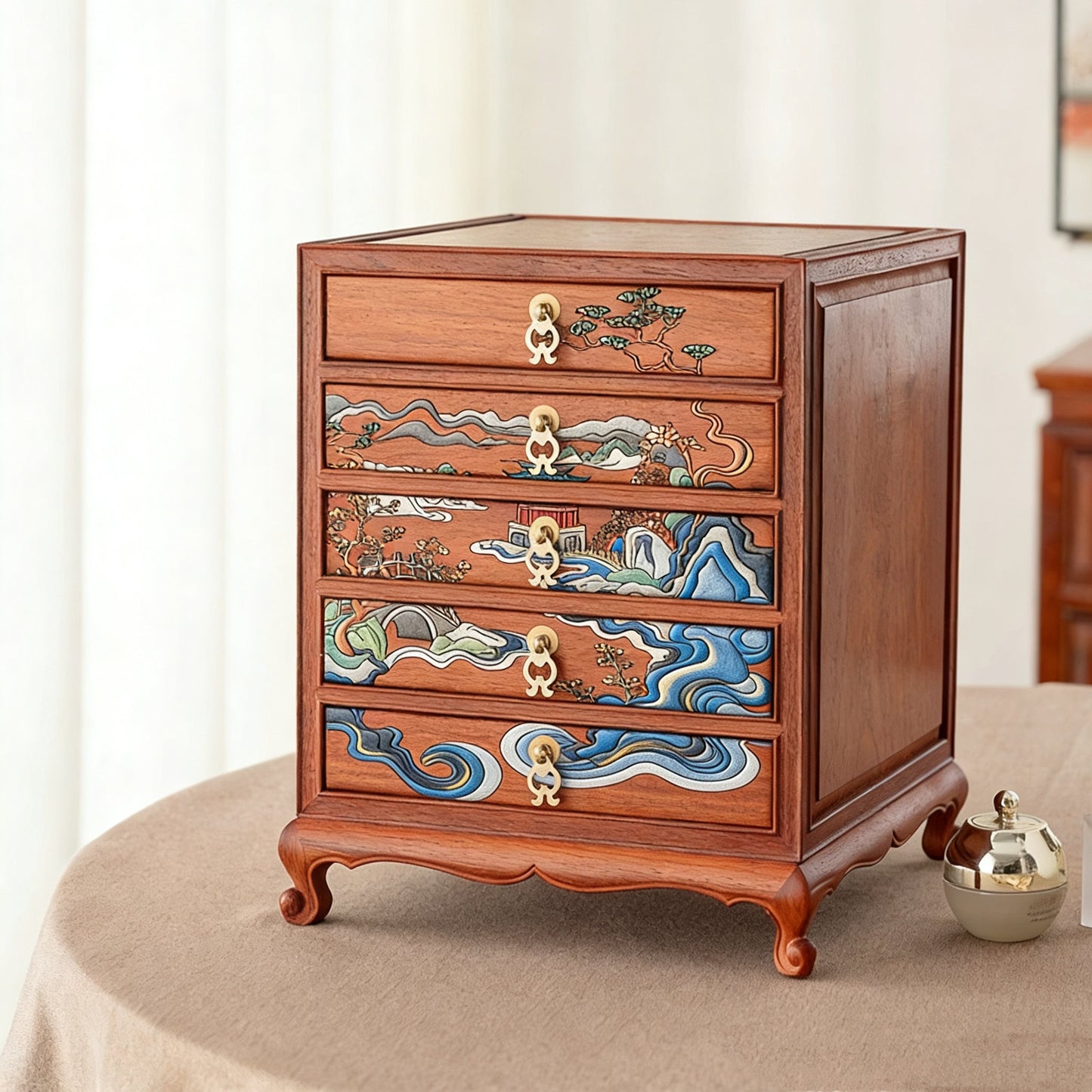 Margot Hand-Painted Solid Rosewood Jewelry Box