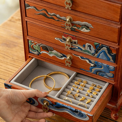 Margot Hand-Painted Solid Rosewood Jewelry Box