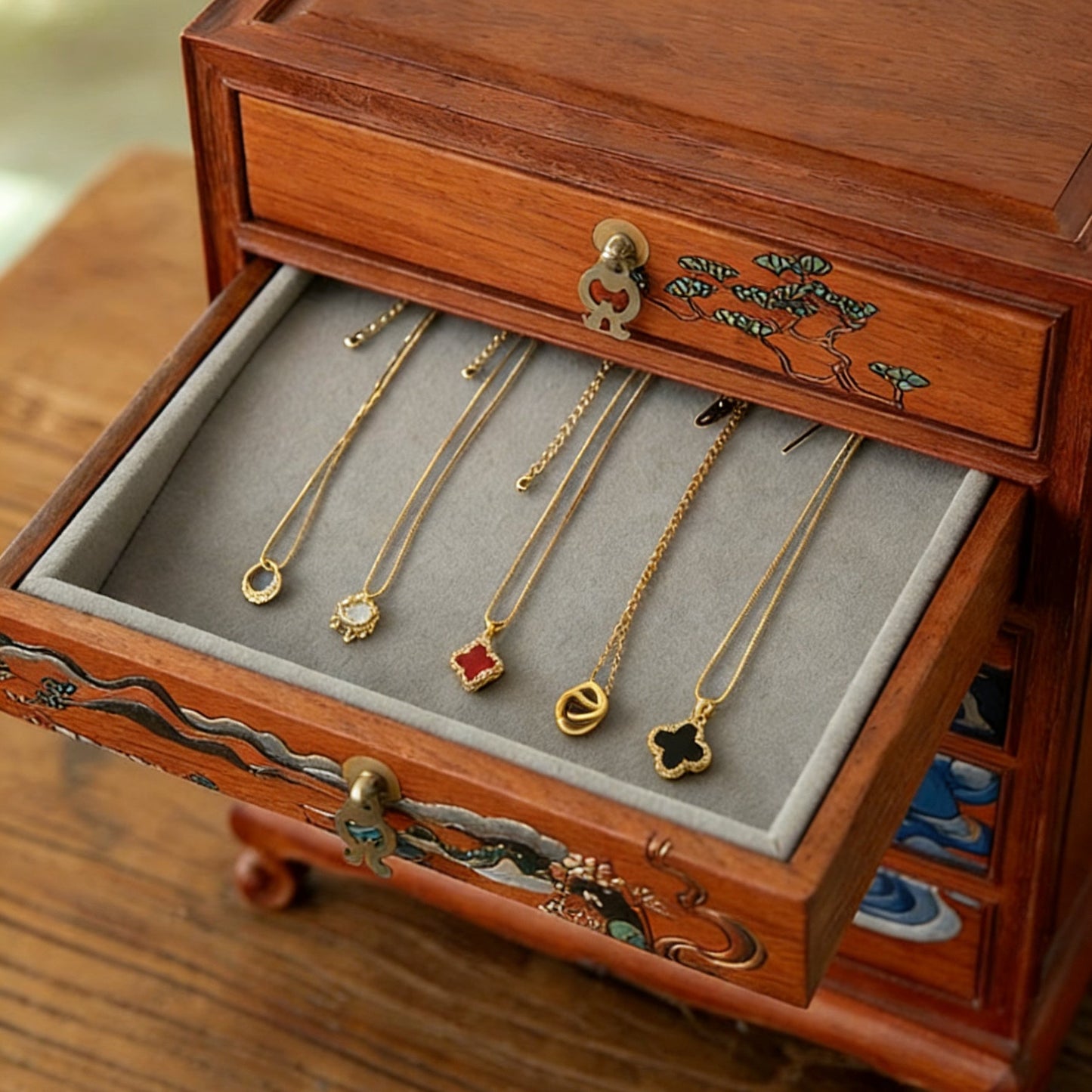 Margot Hand-Painted Solid Rosewood Jewelry Box