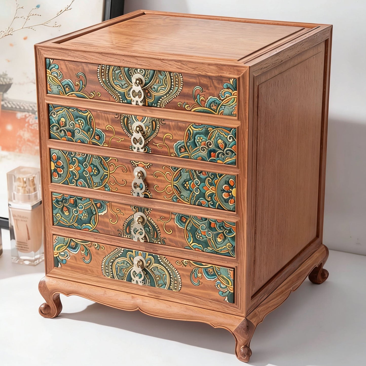 Margot Hand-Painted Solid Rosewood Jewelry Box
