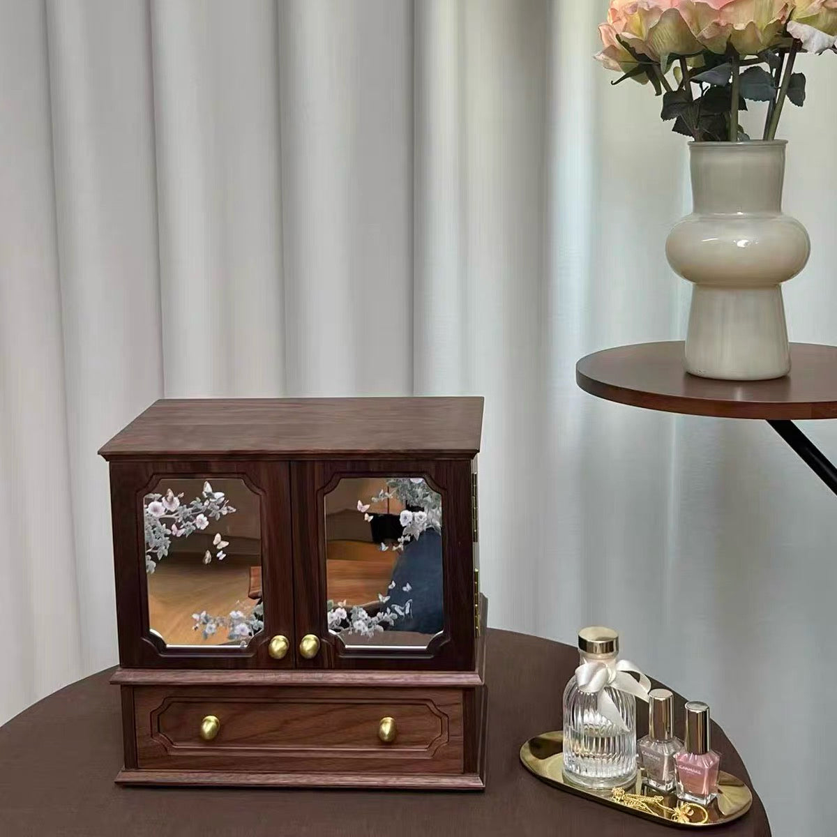 Vivian Solid Walnut Jewelry Box
