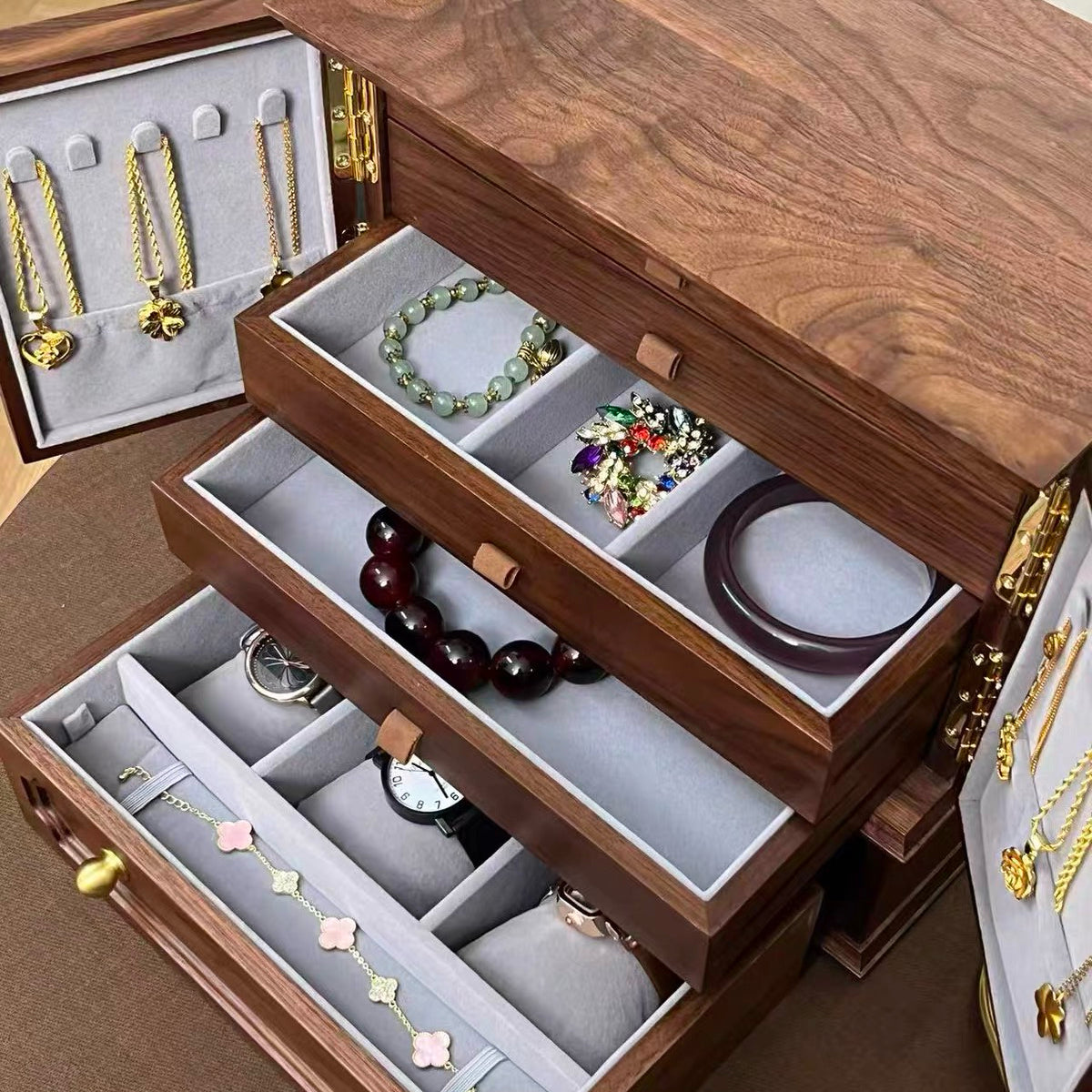 Vivian Solid Walnut Jewelry Box