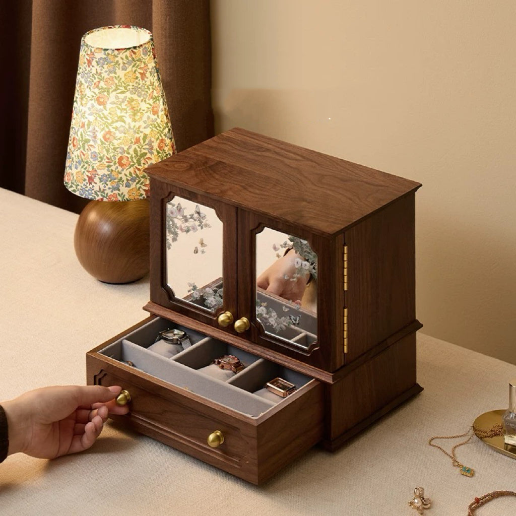 Vivian Solid Walnut Jewelry Box