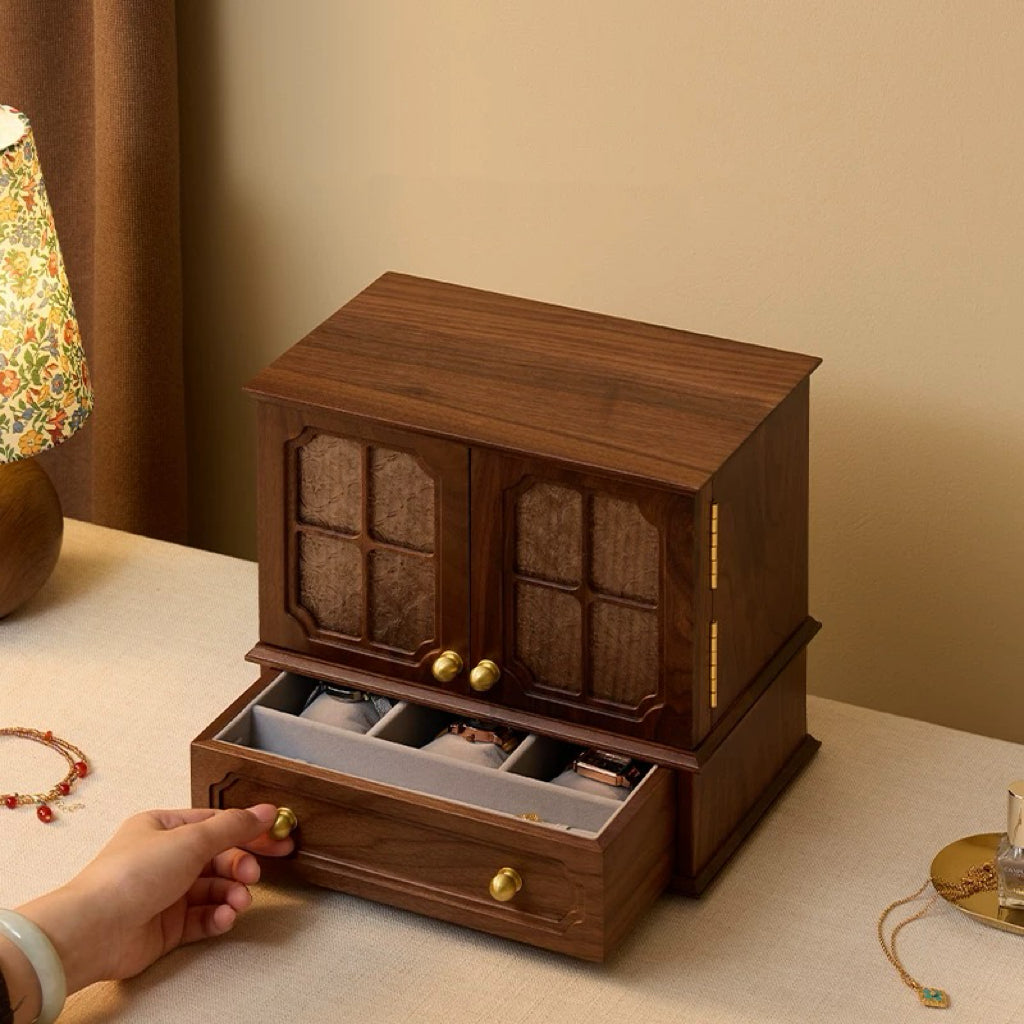 Vivian Solid Walnut Jewelry Box