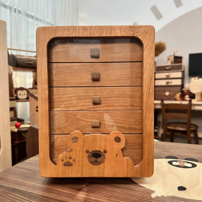 Elaine Solid Wood Rotating Jewelry Box With Mirror