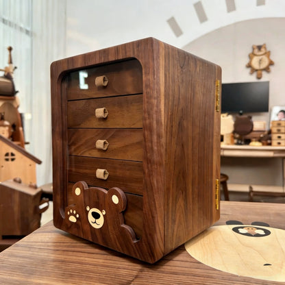 Elaine Solid Wood Rotating Jewelry Box With Mirror