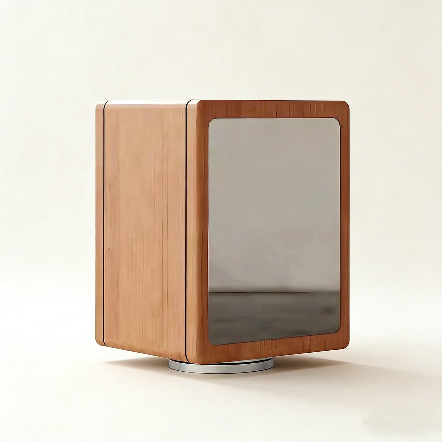 Elaine Solid Wood Rotating Jewelry Box With Mirror