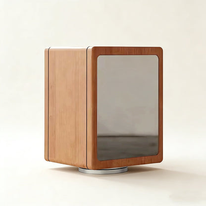 Elaine Solid Wood Rotating Jewelry Box With Mirror