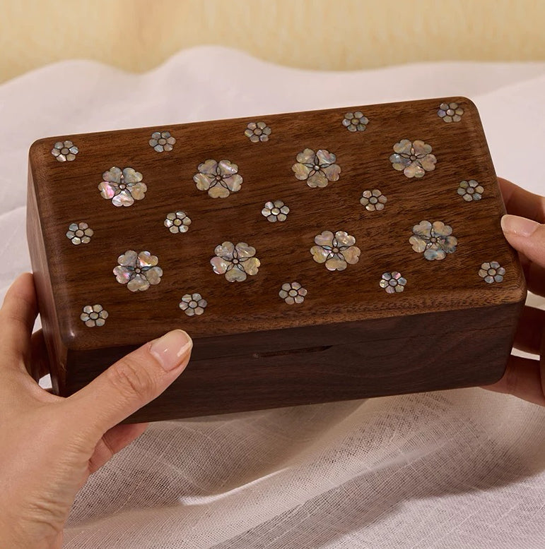 Camille Solid Walnut Jewelry Box