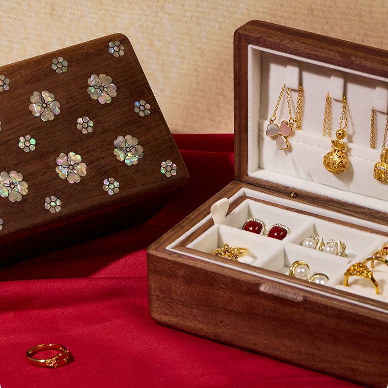 Camille Solid Walnut Jewelry Box