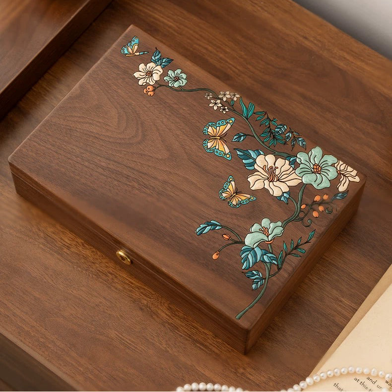 Hazel Walnut Hand-Painted Jewelry Box