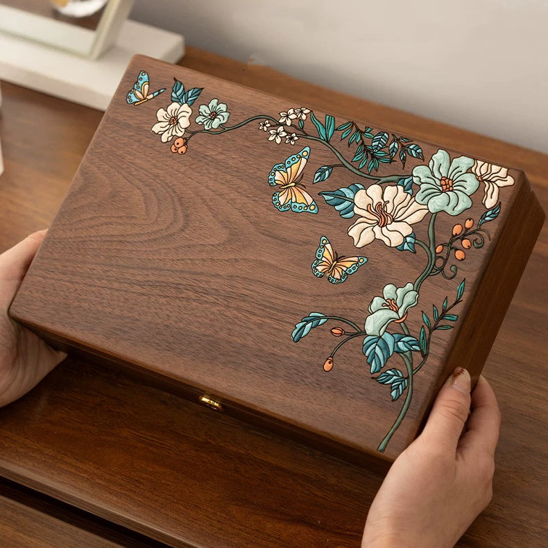 Hazel Walnut Hand-Painted Jewelry Box