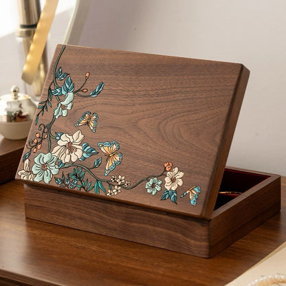 Hazel Walnut Hand-Painted Jewelry Box