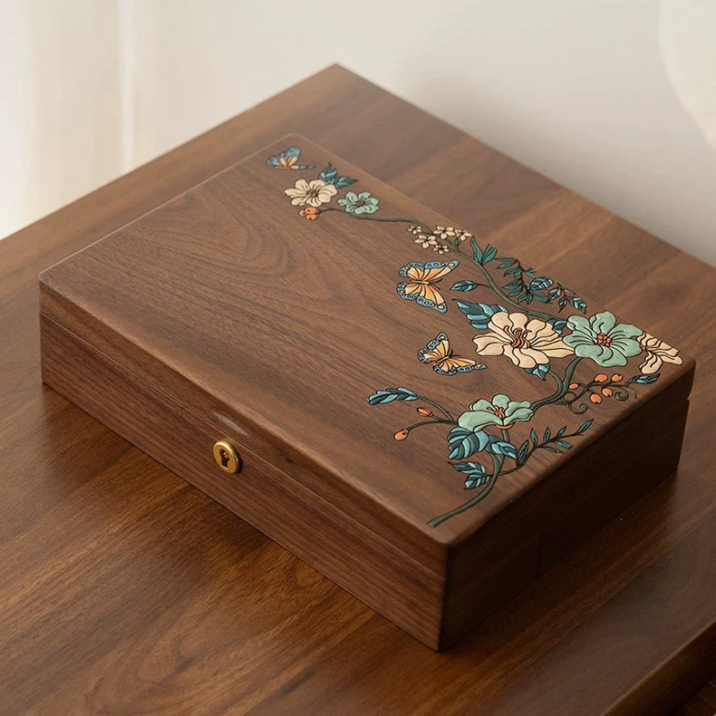 Hazel Walnut Hand-Painted Jewelry Box