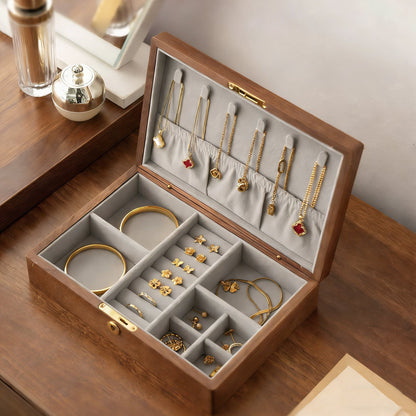 Hazel Walnut Hand-Painted Jewelry Box