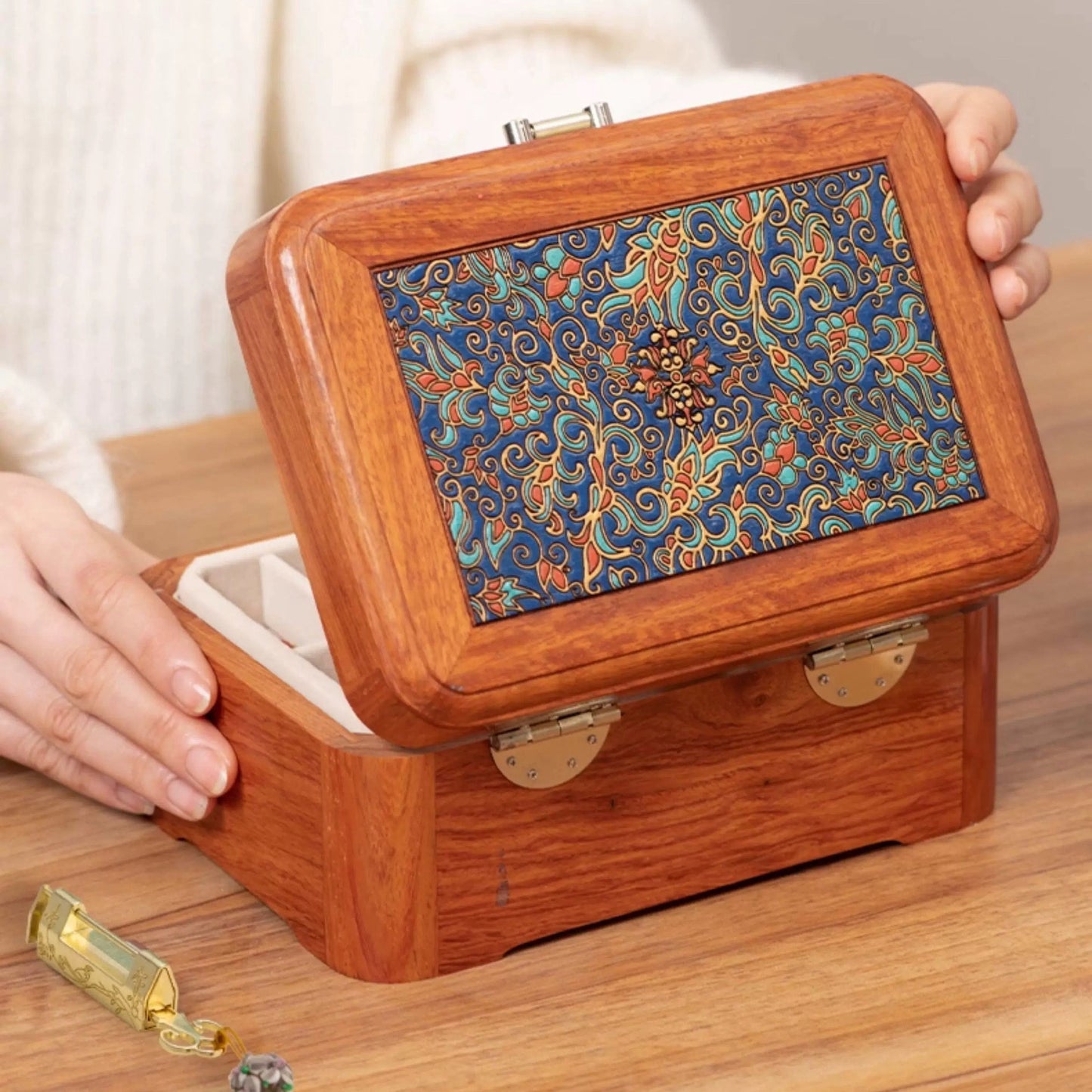 Marion Solid Burma Rosewood Jewelry Box