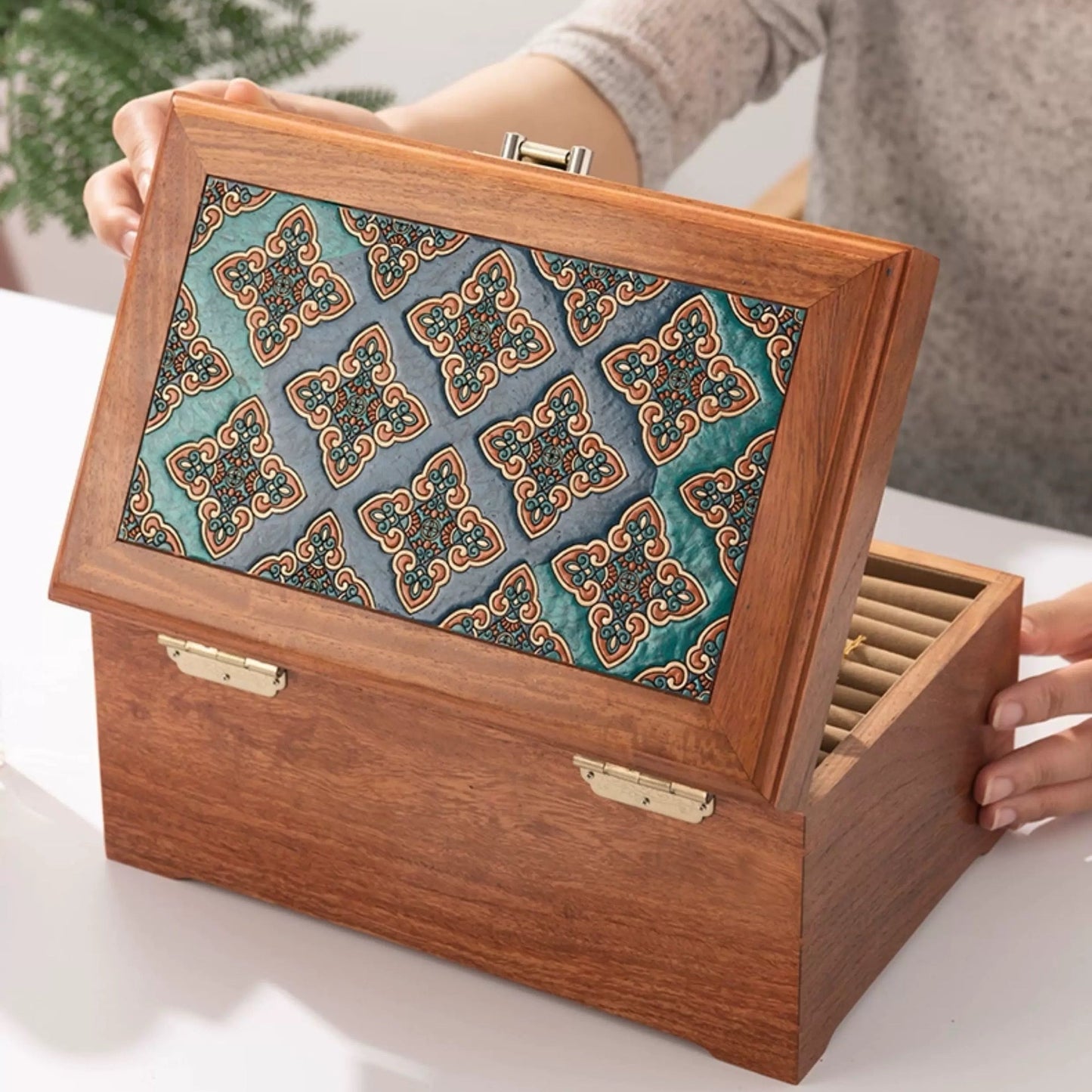 Marion Solid Burma Rosewood Jewelry Box