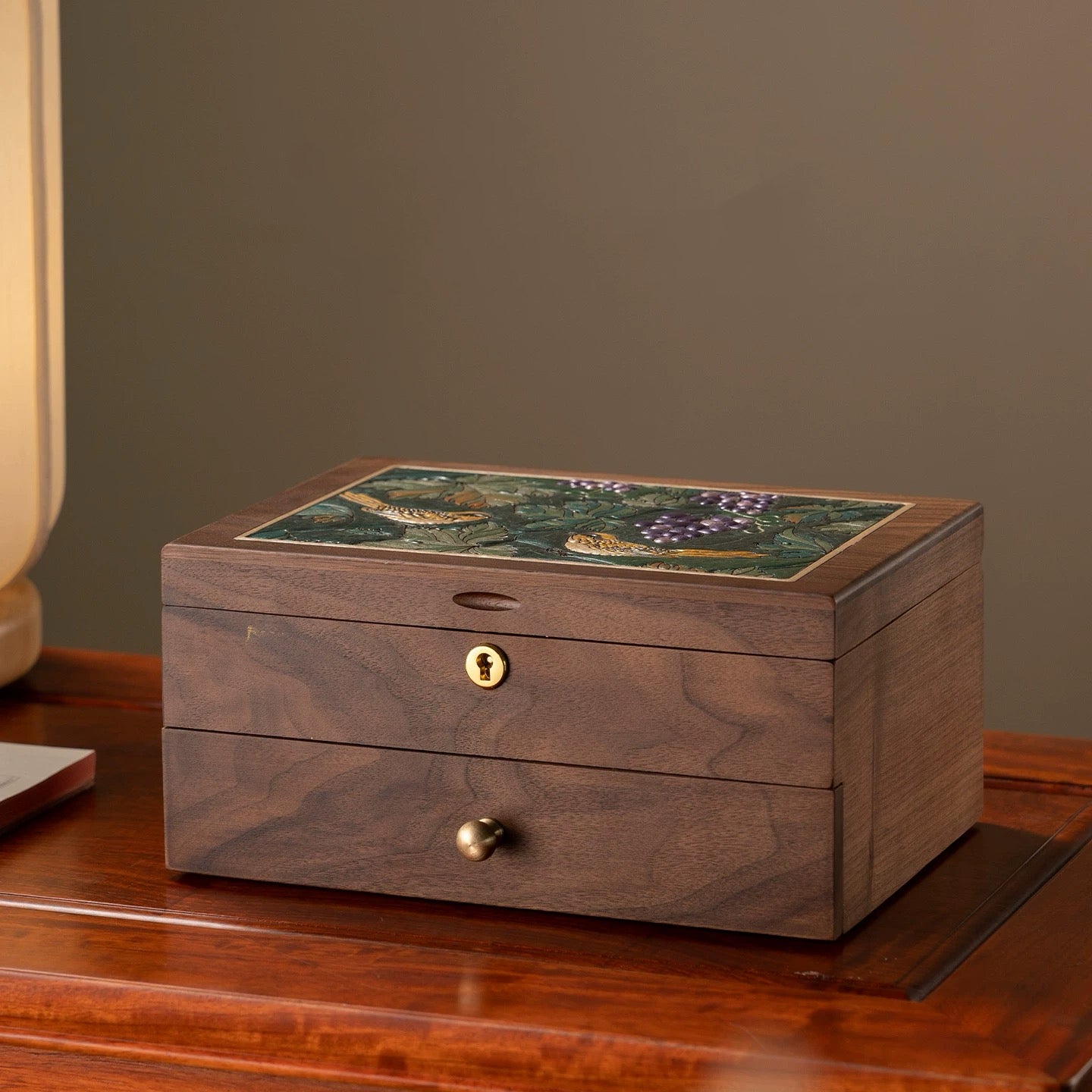 Ariel Solid Wood Lockable Jewelry Box