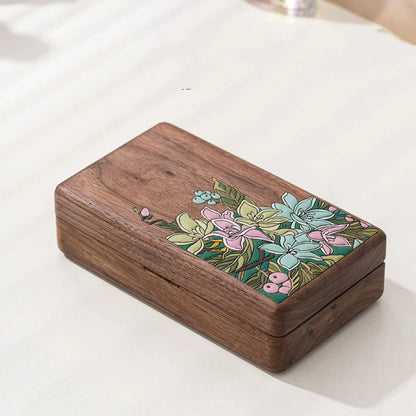 Rachel Massief Houten Sieradendoos met Bloemeninleg