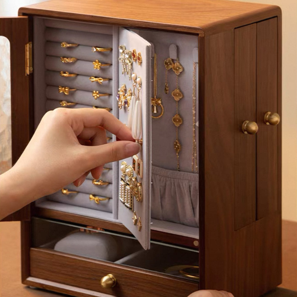 Tessa Solid Walnut Jewelry Box