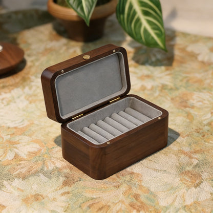Julia Patterned Glass Walnut Bangle Box