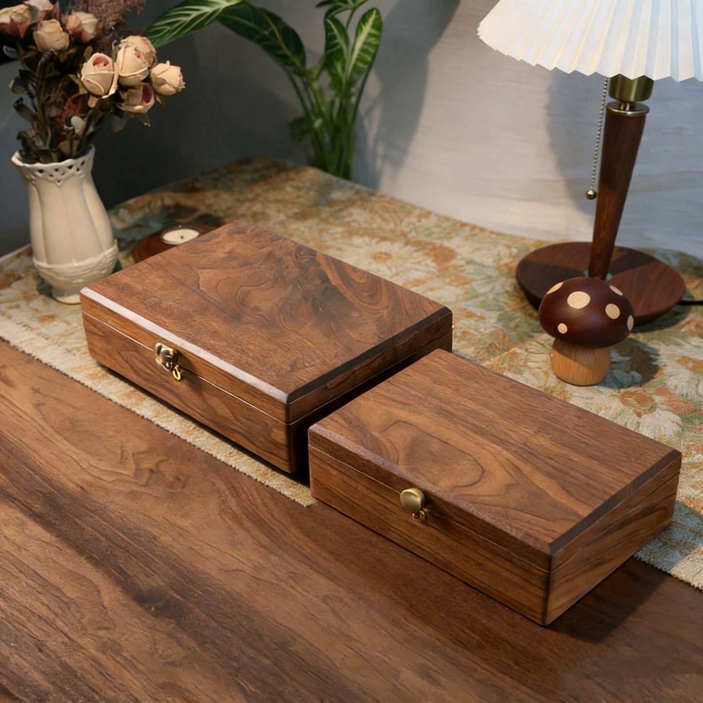 Annette Walnut Double-Layer Jewelry Box
