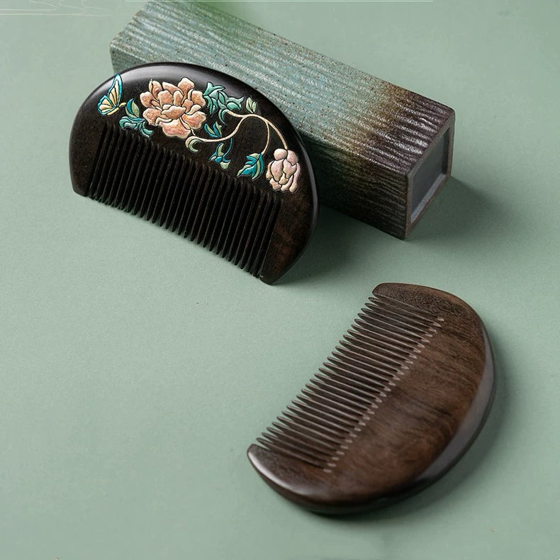 Clarice Pettine a Denti Stretti Dipinto a Mano in Legno