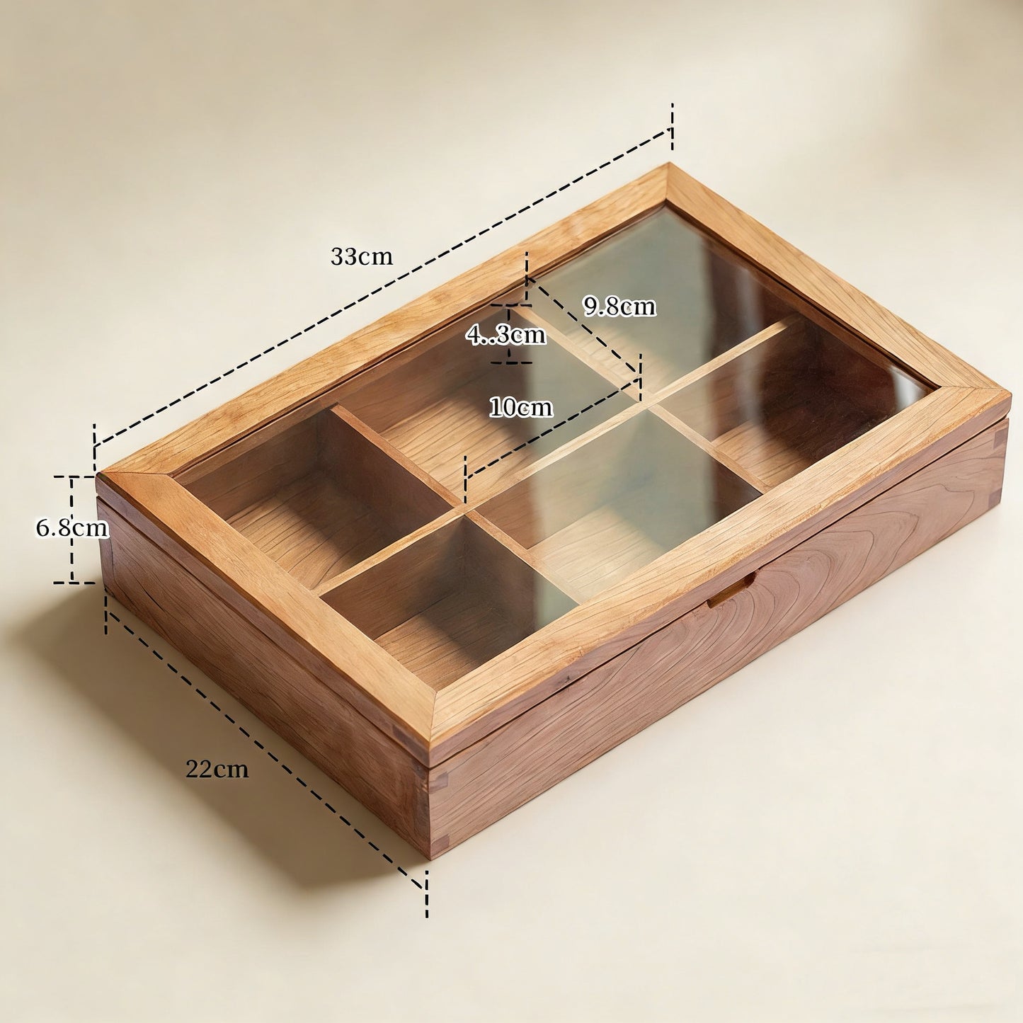 Naomi Schmuckbox aus massivem Holz mit Glasdeckel