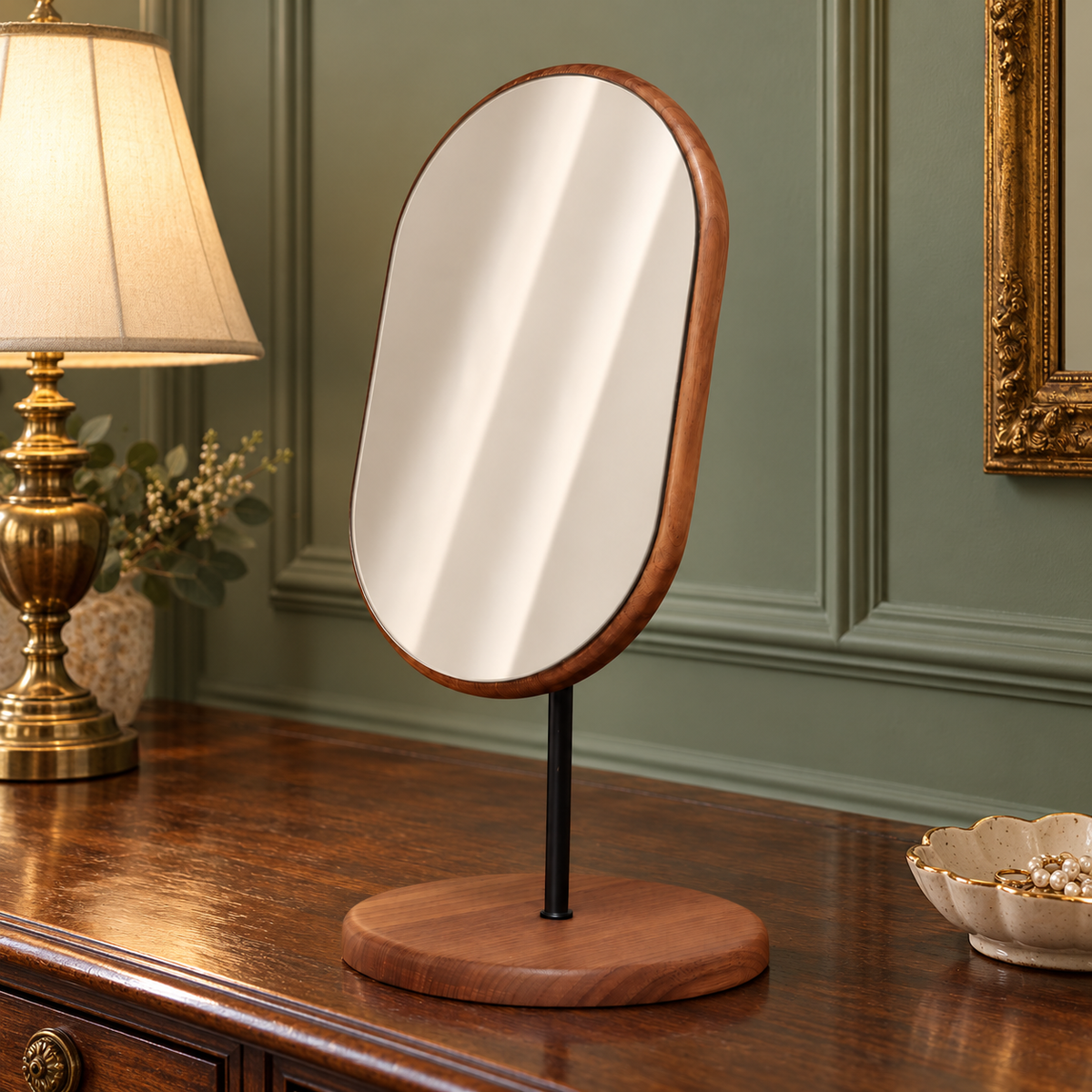 Marlowe Solid Walnut Tabletop Mirror
