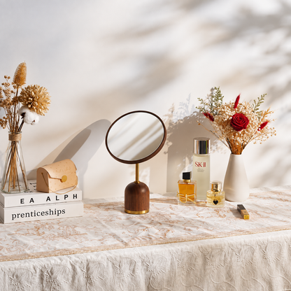Nola Walnut Rotating Tabletop Mirror