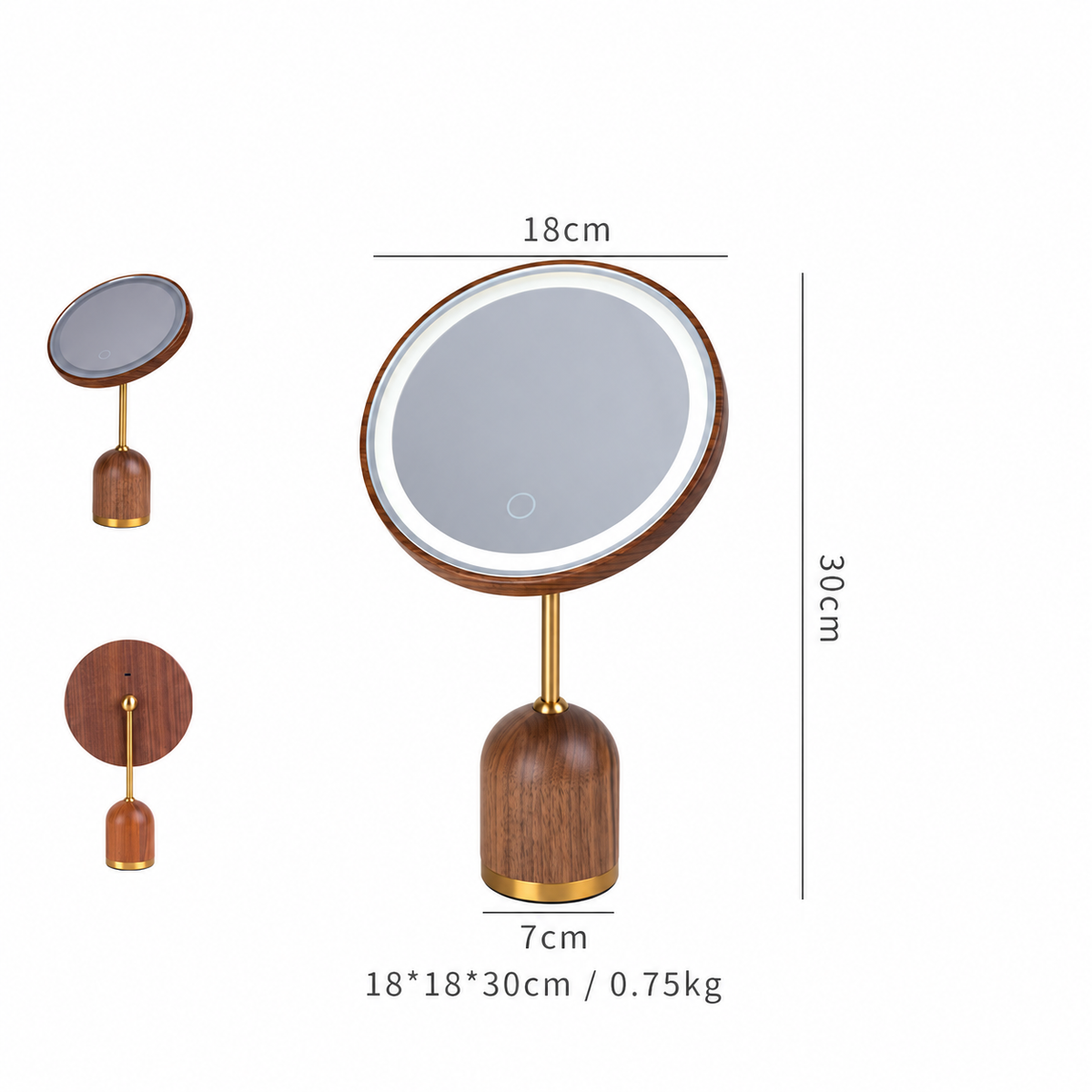 Nola Walnut Rotating Tabletop Mirror
