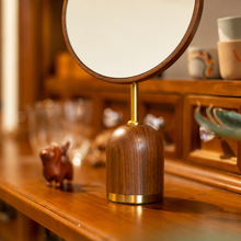 Nola Walnut Rotating Tabletop Mirror