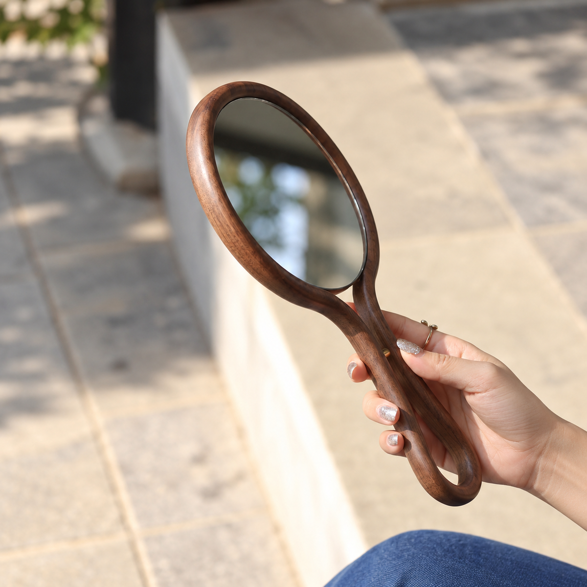 Sienna Solid Walnut Hand Mirror