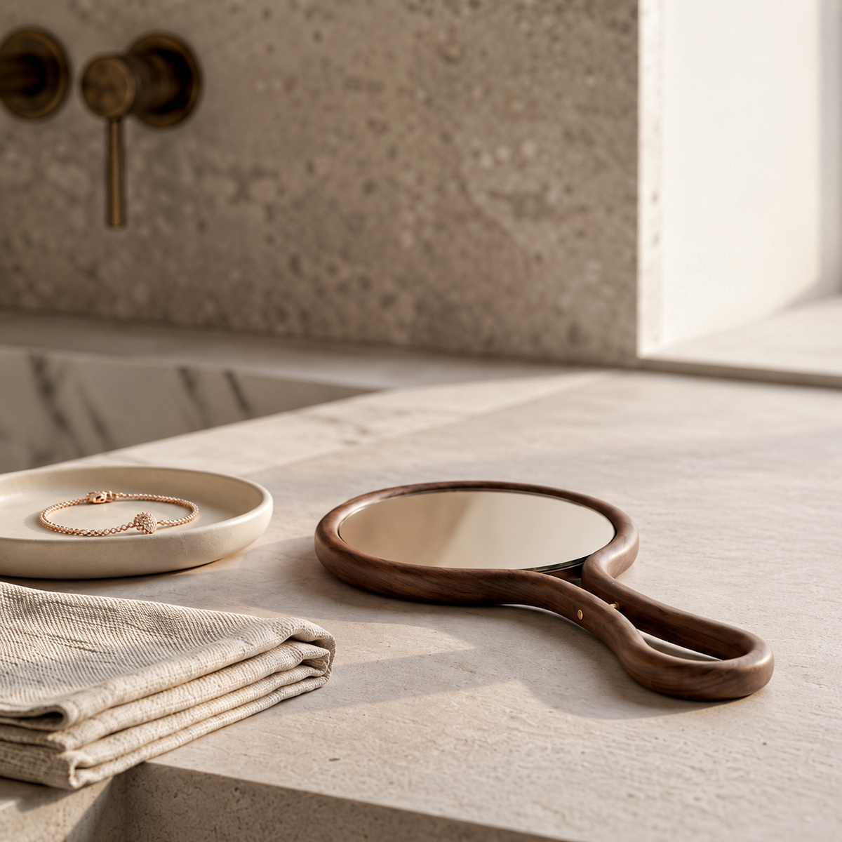 Sienna Solid Walnut Hand Mirror