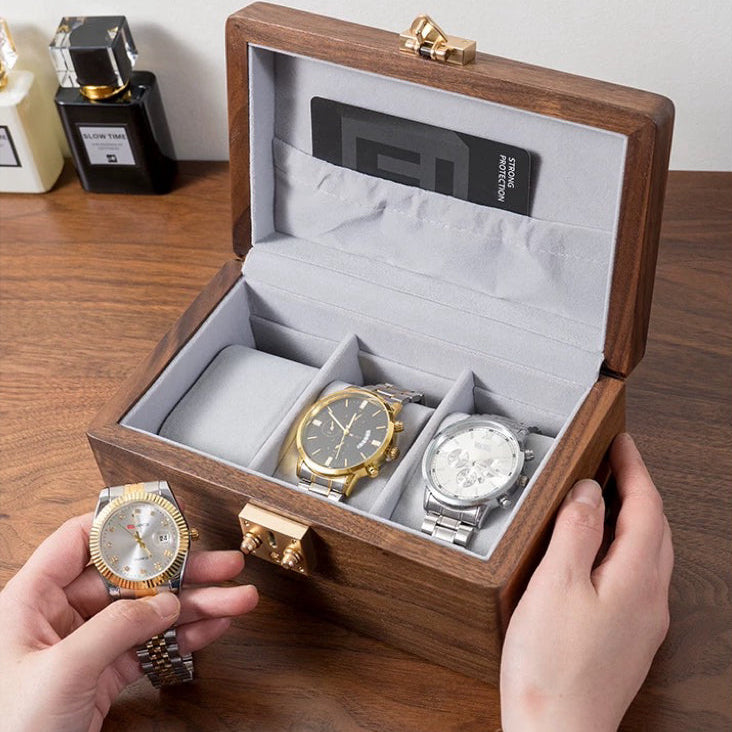 Vera walnut watch keeper box for luxury watches