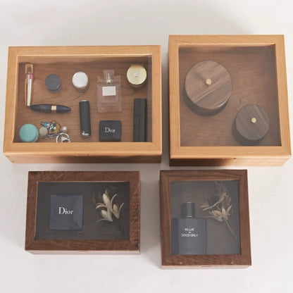 Naomi Schmuckbox aus massivem Holz mit Glasdeckel
