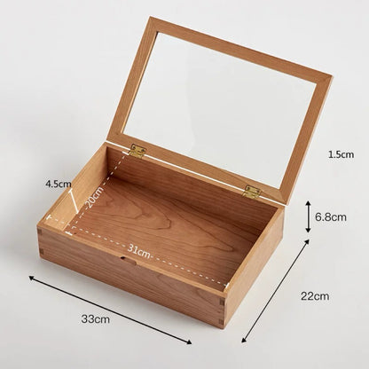 Naomi Schmuckbox aus massivem Holz mit Glasdeckel