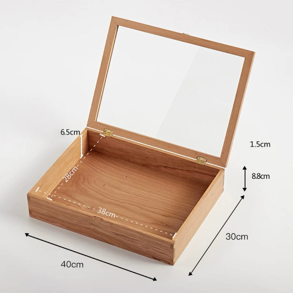 Naomi Schmuckbox aus massivem Holz mit Glasdeckel