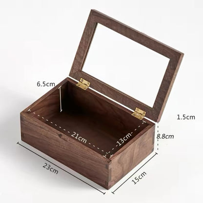 Naomi Schmuckbox aus massivem Holz mit Glasdeckel