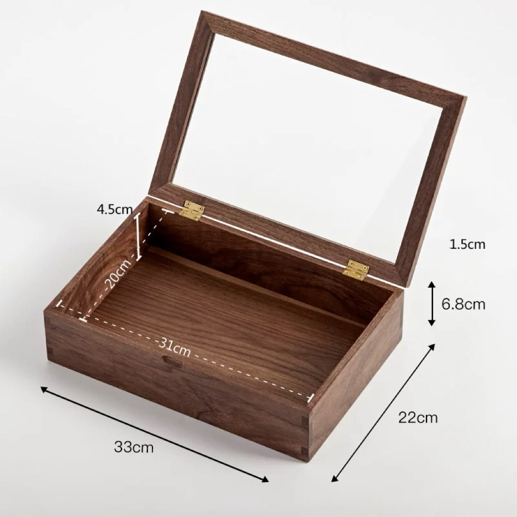 Naomi Schmuckbox aus massivem Holz mit Glasdeckel