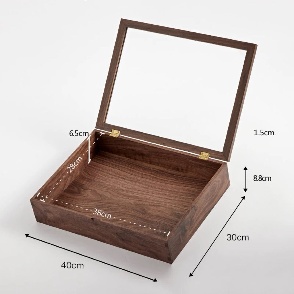 Naomi Schmuckbox aus massivem Holz mit Glasdeckel