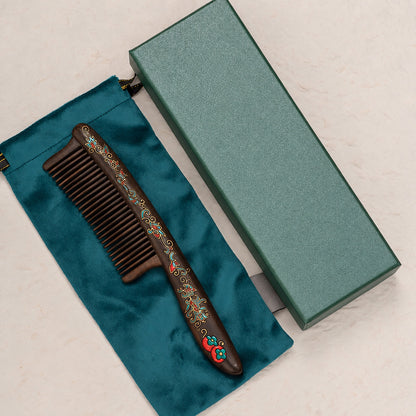 Livia Hand-Painted Solid Wood Fine-Tooth Comb