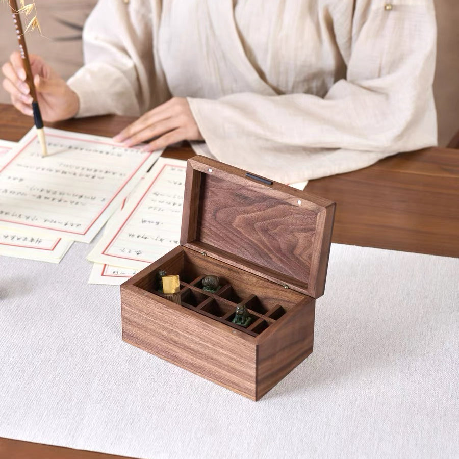 Emily Solid Walnut Storage Box for Essential Oils & Lipsticks