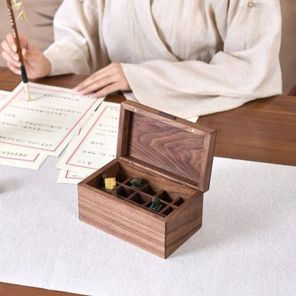 Emily Solid Walnut Storage Box for Essential Oils & Lipsticks