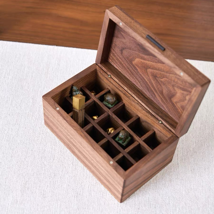 Emily Solid Walnut Storage Box for Essential Oils & Lipsticks