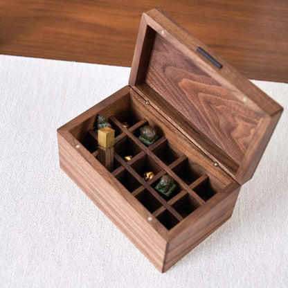 Emily Solid Walnut Storage Box for Essential Oils & Lipsticks